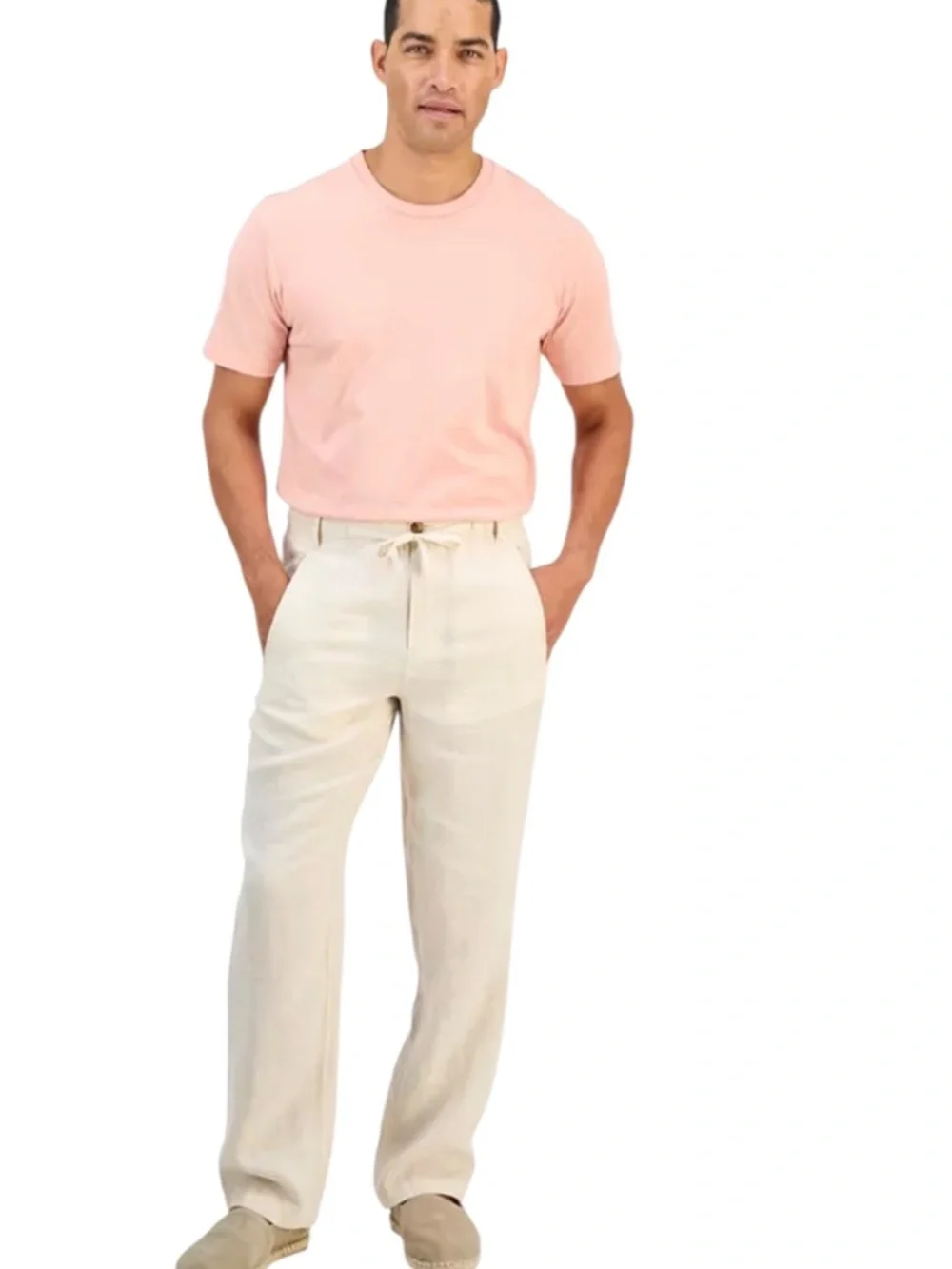 Club Room Men's 100% Linen Pants, Natural Khaki Size XL - NWT